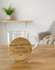 Tazza in Vetro Pausa Relax con Coperchio in Bambù Personalizzato