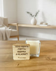 Bomboniera Candela Personalizzata con Coperchio in Bamboo – Segnaposto Matrimonio, Comunione, Cresima, Battesimo, Nascita