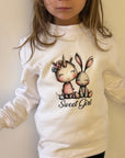 Felpa bambina Sweet Girl con unicorno – felpa bianca personalizzata