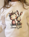 Felpa bambina Sweet Girl con unicorno – felpa bianca personalizzata