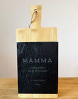 Tagliere decorativo personalizzabile in bambù e ardesia – idea regalo unico