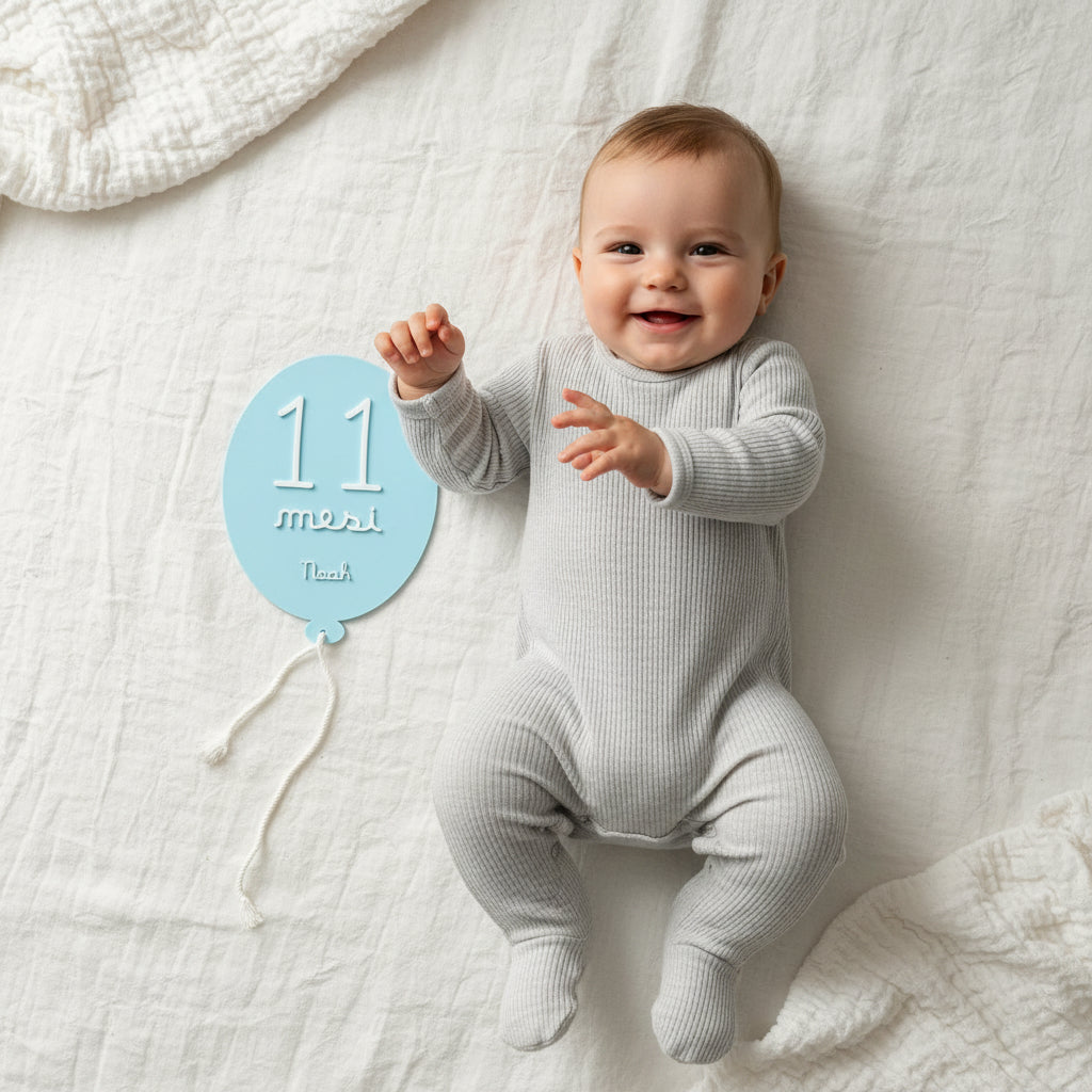 Milestone Card 3D "Primo Anno" – Set Palloncini Personalizzati