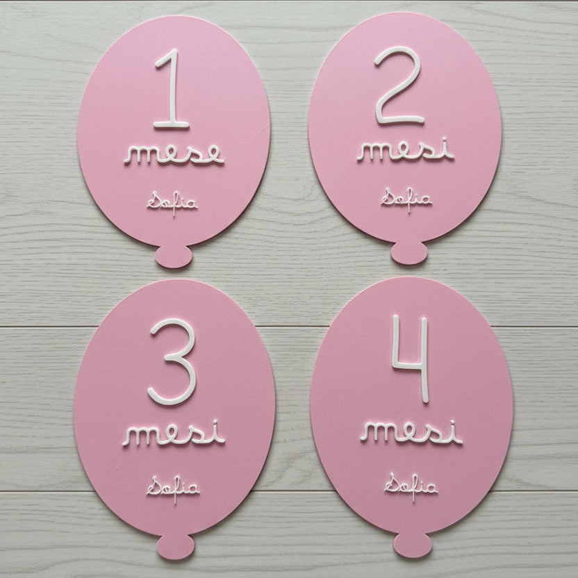 Milestone Card 3D "Primo Anno" – Set Palloncini Personalizzati
