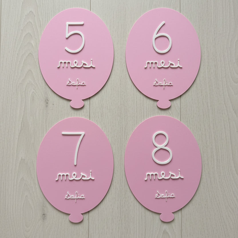 Milestone Card 3D "Primo Anno" – Set Palloncini Personalizzati