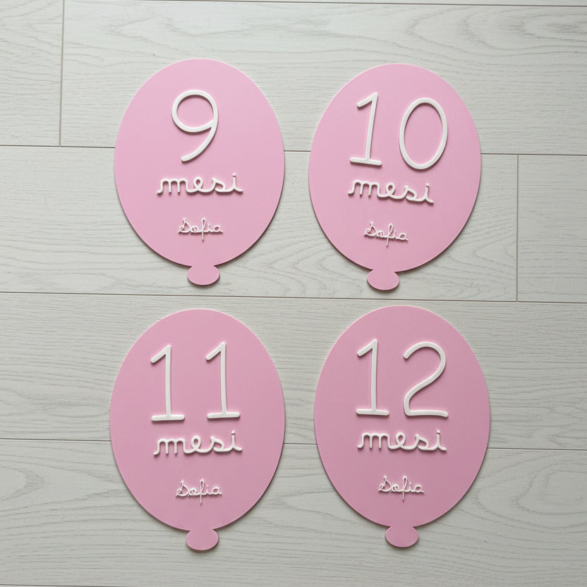 Milestone Card 3D "Primo Anno" – Set Palloncini Personalizzati
